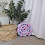 Cot Bumper Braided 3 Strand Pink Purple And Blue