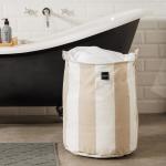 Canvas Laundry Storage Bag Broad Stripe Mocca
