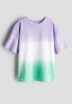 Motif-detail Cotton T-Shirt - Light Purple Gradient