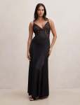 Salome V Neck Lace Maxi Dress - 16 Black