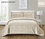 Simon Baker - French Velvet Bedspread Set - Stone Various Sizes - King - 270CM X 270CM + 2 Pillowcases 50CM X 70CM +