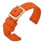 Annefit Silicone Watch Bands Quick Release Rubber Sport Strap 20MM With Classic Gold Clasp Orange