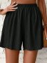 Textured Elastic Waist Loose Shorts Vacation Style High Waist Shorts For Spring & Summer Women's Clothing