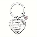 To My Beautiful Auntie Keychain Cute Heart Stainless Steel Key Chain Ring Birthday Christmas Gift For Aunt