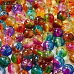 50PCS 8MM Dual Color Round Beads With Golden Brushed Pattern Handmade Diy Jewelry Making Ideal Bracelets Rings Necklaces Phone C
