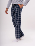 Navy Check Lounge Pants - XS Blue