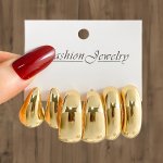 3 Pairs Set Of Glossy Hoop Earrings Alloy Jewelry Elegant Sexy Style Suitable For Women Daily Party Ear Accessories