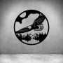 Eagle And Forest In Circle - Matt Silver / L 400 X H 400MM