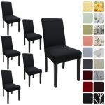 Keyroal Dining Room Chair Covers Set Of 6 Stretch Solid Color Parsons Chair Slipcovers Spandex Removable Washable Kitchen Chair
