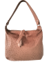 Beige Ostrich Skin Shoulder Bag
