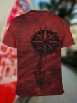 Compass Pattern T-Shirt Men's Casual Street Style Stretch Round Neck Tee Shirt For Summer