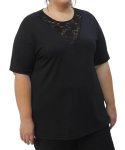 Ladies Plain Vlace Top - 54 Black