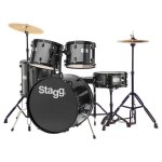Stagg TIM-122B Bk 5 Piece Drum Kit W 22 Bass Drum : Black