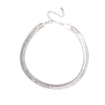 1 0M Silver Herring Bone Choker Necklace - Silver