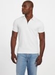 Guess Mens Eco White Percy Short Sleeve Textured Zip Polo Shirt In White - White 2XL