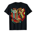 African Outsider Abstract Artwork Graphic Face Mask Art T-Shirt