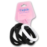 Hair Elastic Rings Fabric Medium - 6 Pack - Black And White