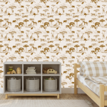 Nude Safari Toile Wallpaper - 1.2M Wide X 3M High Non-adhesive Requires Wallpaper Glue