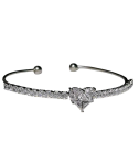 Glimmerpulse Y2K Heart-shaped Rhinestone Open Bangle