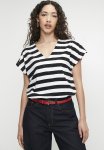 Superbalist Oversized V-neck Tee - Ecru black Stripe