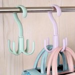 Versatile Space-saving Hanger With 360 Rotating Hooks - Ideal For Clothes Bags Belts & Scarves - Durable Ps Plastic Organizer In