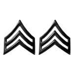 Hero's Pride Rank Insignia 3 Stripe Sgt Chevrons Clutch Backs 3 4" Wide Pack Of 2 Black Finish