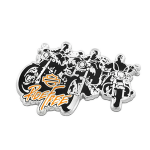 1.5 In. Ride Free Bikes Metal Pin Silver & Black Finishes