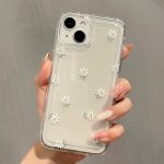 Trendy Daisy Pattern Clear Tpu Phone Case For Iphone 15 14 13 12 11 Pro Max XS Xr 8 7 Plus