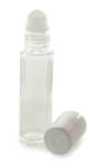 10ML Clear Glass Roll On Bottle With White Cap & Glass Ball