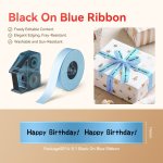 NB723 - - N1 - Satin Ribbon Set Package - 14MMX5.1M - Black On Blue
