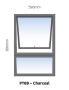 Top Hung Aluminium Window Charcoal PT69 1 Vent W600MM X H900MM