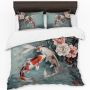 Koi Fish In Flower Pond By Wikus Schalkwyk Duvet Cover Set Double