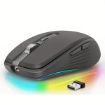 Rechargeable Wireless Mouse With Dual Modes Rgb Light 2.4G Wireless And Wireless 5.1 2400 Dpi Usb-c Rechargeable 700MAH Battery