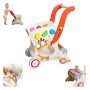 Kids Shopping Cart Wooden Baby Walker Baby Push Learning Walker For Kids Adjustable Handle Height