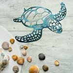 1PCS Metal Turtle Wall Decor Blue Home Decor Hanging Ocean Themed Gifts Turtle Craft Supplies Coastal Metal Wall Art Turtle Deco
