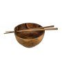 Burmese Teak Bowl And Chopsticks Set Sotran Dekorativ