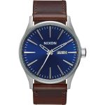 Nixon Sentry Leather Mens Watch - Blue Brown