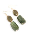 Goldair Gold Greend Beaded Rectangular Drop Earrings