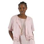 Double Frill Border Linen Jacket - Antique Rose L xl