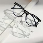 2 Pairs Of Men's And Women's Retro Transparent Lens Round Frame Black Transparent Fashion Flat Glasses Suitable For Casual Busin