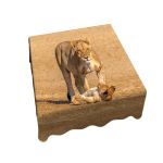 Lion Cub Middle Square Tablecloth By Fanie Heymans