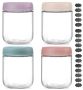 4- Pack 475ML Overnight Oats Glass Jars Containers With Secure Lids