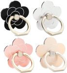 4PCS Cell Phone Ring Holder Flower 360 Rotate Metal Finger Ring Socket Grip