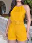 Solid Casual Two-piece Set Sleeveless Top & Pocket Shorts Outfits Women's Clothing