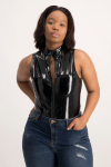 Elle Vinyl Bodysuit - L