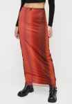 Printed Ombre Mesh Midi Skirt - Warm Ombre