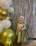 Pistachio Green Special Occasions Dress With Big Bow Clip On