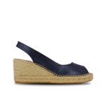 Peep-toe Slingback Wedges -navy