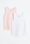 2 Pack Vest Tops - Light Pink & White