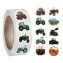 500 Pcs Tractor Stickers Roll Cool Green Farmer Tractor Stickers For Bottle Laptop Skateboard Phone - Truck And Tractor Merchandise Stickers And Decals